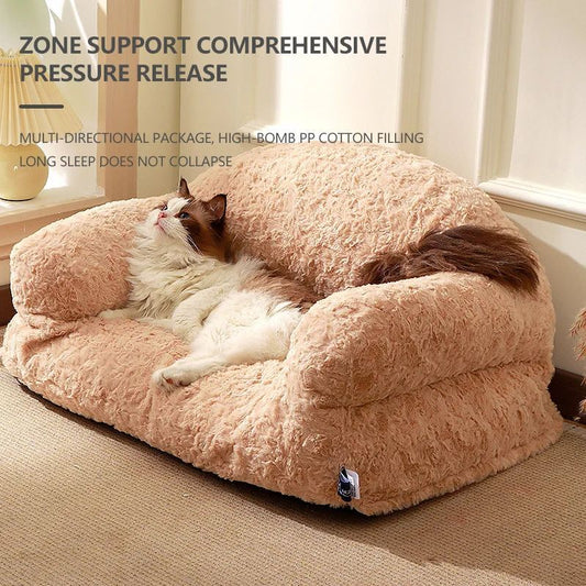 Plush Pet Sofa Bed - All-season, Non-slip Bottom, Durable And Scratch-resistant, Suitable For Dogs And Cats